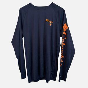 Columbia Mens Medium Astros Baseball Houston Texas Fishing PFG Long Sleeve Shirt